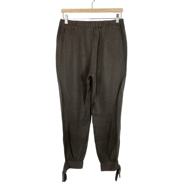 Amadi Tori Jogger Pants Olive Green Tencel Ankle Tie Womens M - Picture 4 of 10
